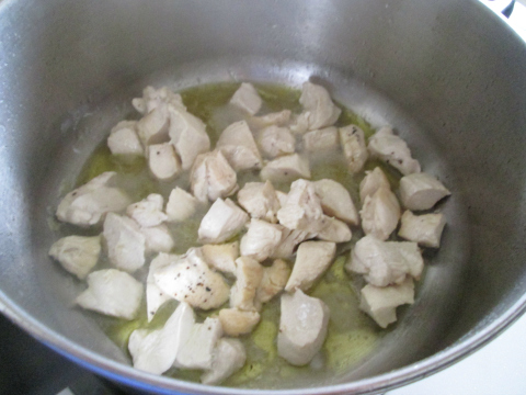 Sauteing the Chicken Cubes