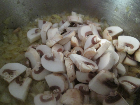 Adding Mushrooms for Sauteing