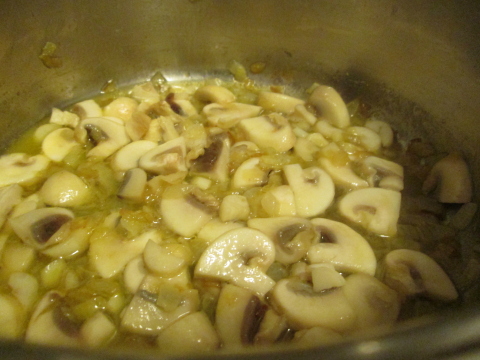Adding Mushrooms to the Saute