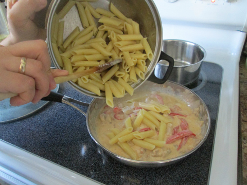 Adding pasta