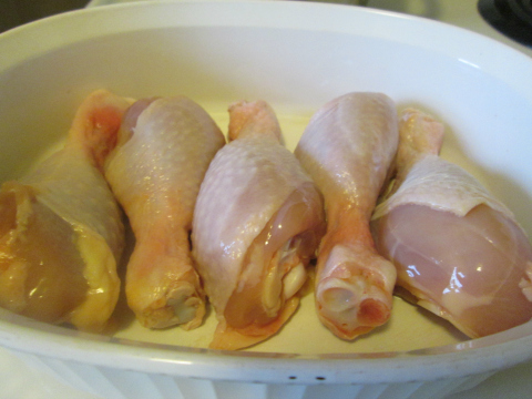 Drumsticks Placed in Baking Dish
