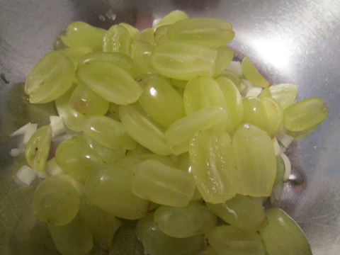 Adding Sliced Grapes to Onions