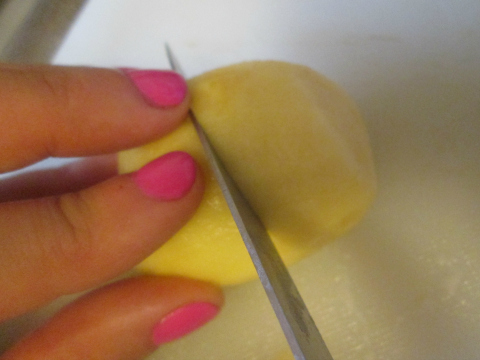 Monia Chopping Potatoes