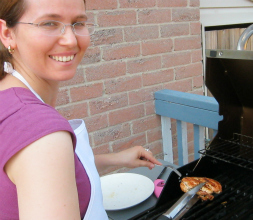 Monika with BBQ chicken breasts!  