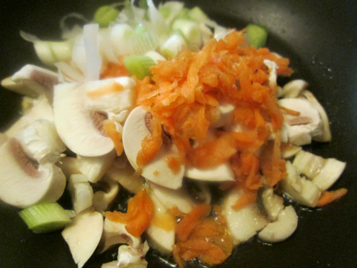 Sauteing Mushrooms and Carrots