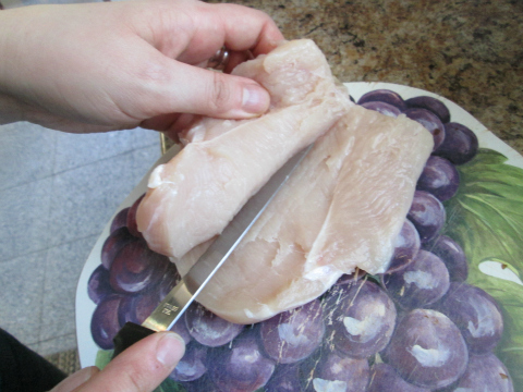 Peeling Back Chicken Breast