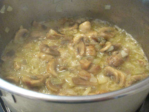 Sauteing Mushrooms with Onions