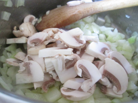 Sauteing the Onions and Mushrooms