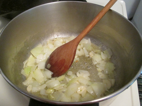 Sauteing the Onions and Garlic
