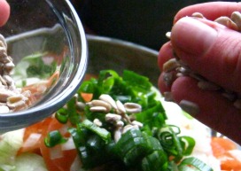Adding seeds to chicken salad
