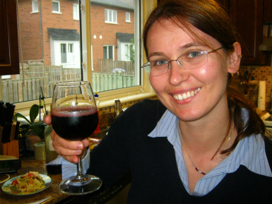 Monika Fraczek with red wine  