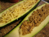 stuffed zucchini with chicken and cheese