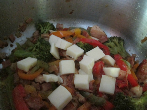 Adding Cheese Cubes