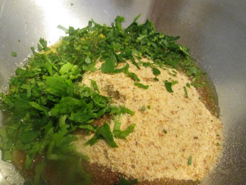 Adding Parsley to Bread Crumbs