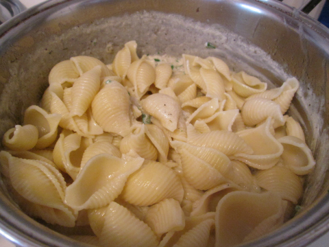 Adding Pasta to Mushrooms and Onions