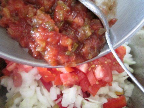 Adding Salsa to the Fajita Mixtures