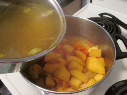 Adding the Chicken Broth