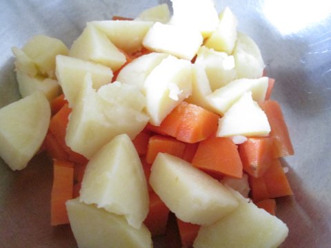 Adding the Cut Veggies in a Bowl