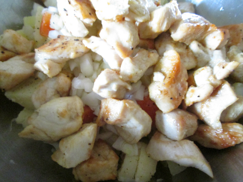Adding the Sauteed Chicken