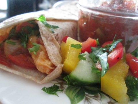 Chicken Fajitas Salsa and Salad