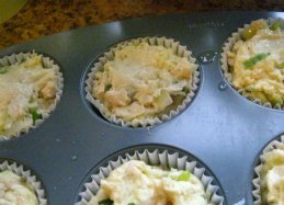 Chicken muffins in the pan  
