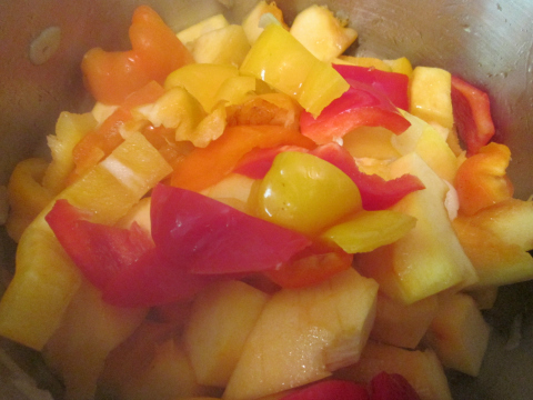 Adding Chopped Peppers