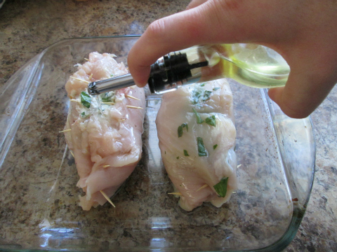 Olive Oil on Chicken Rolls