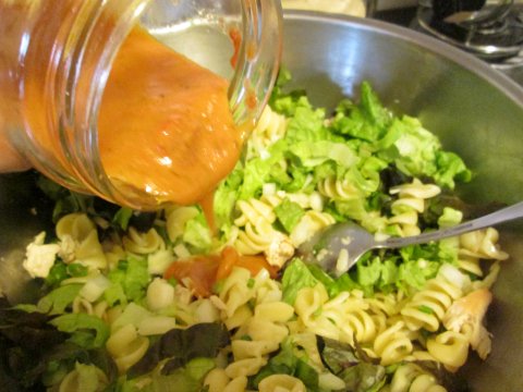 Pouring the Dressing