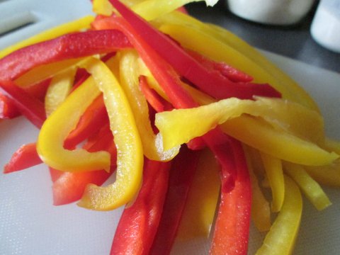 Red and Yellow Peppers for Fajitas