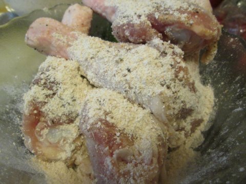 Rolling Seasoned Legs in Flour