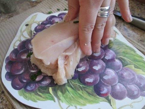 Rolling Up Chicken Breast