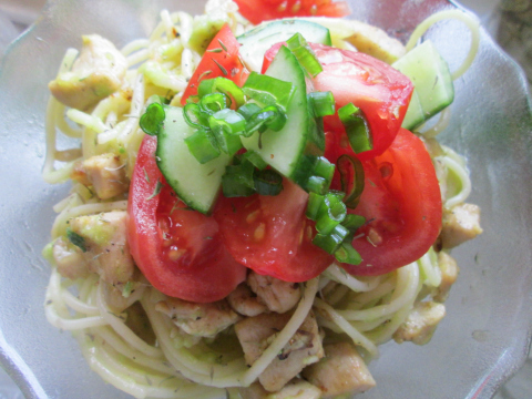 Serving Chicken Tomato Pasta Dinner