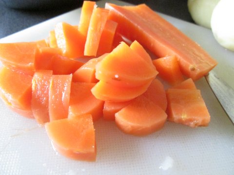 Slicing the Boiled Carrots