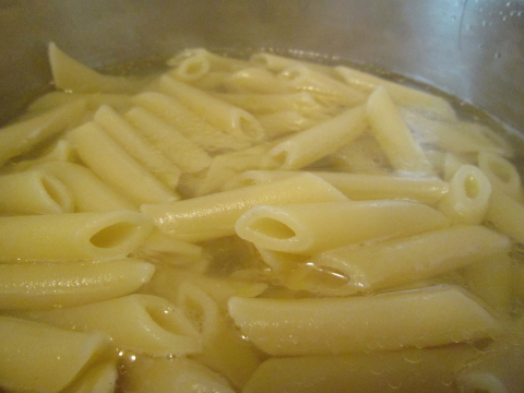 Boiling Pasta for Sesame Chicken Salad